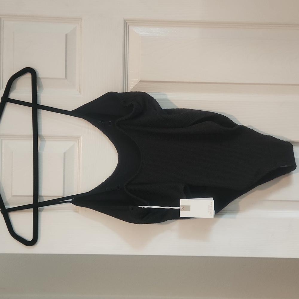 NWT Good American Sz 2X - 3X Black Knit Ribbed One Piece Swimsuit New - Picture 4 of 8